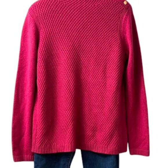 Talbots Raspberry Waffle Knit Crewneck Pullover Sweater Large - Picture 3 of 8